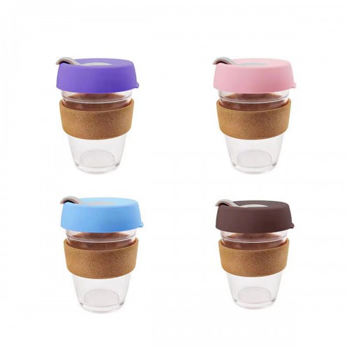 Reusable Glass Coffee Cup with Lid
